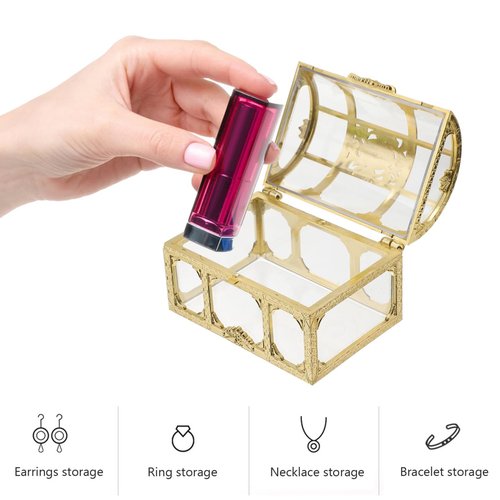 Totority Transparent Pirate Treasure Crystal Boxes 2Pcs Durable Plastic Jewelry & Trinket Organizers, Secure Keepsake Chests Perfect for Home Decor, Present Giving & Collectible Storage, Ideal for Ki