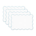 Hofdeco Premium Coastal Patio Indoor Outdoor Placemat Set of 4, 14"x19" Double-Layered, Waterproof Cloth Placemat for Kitchen or Dining Table. Baby Blue Embroidered Solid A
