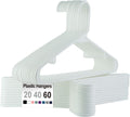 Plastic Hangers | Sturdy Space-Saving Design with Built-in Hooks - 20 Pack for Closet Organization