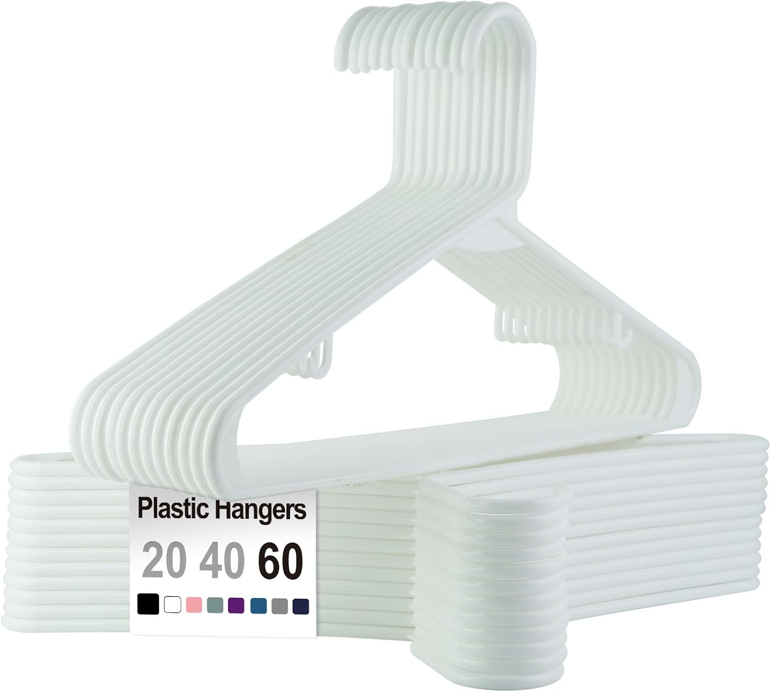 Plastic Hangers | Sturdy Space-Saving Design with Built-in Hooks - 20 Pack for Closet Organization