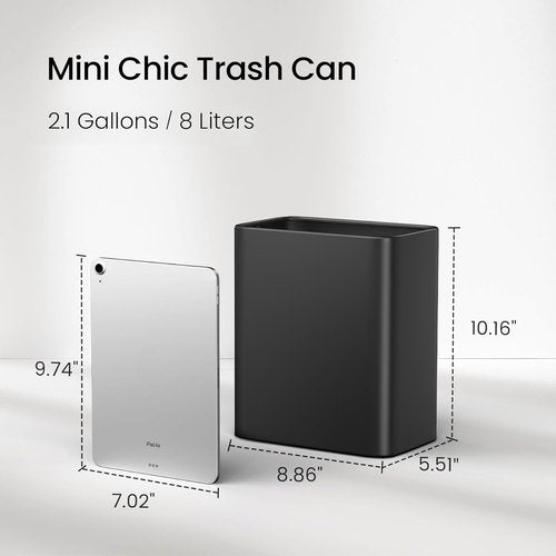 Cesun Small Bathroom Trash Can - 2.1 Gallon Matte Black Stainless Steel Wastebasket for Home & Office