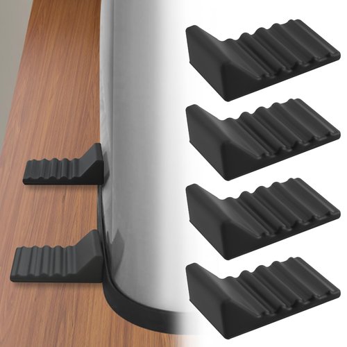 JTJEI 4Pcs Trash Can Wall Protector and Stop Moving Backward, Silicone Bumper Guards Accessories for Square & Round Garbage Bins, No-Drill Trash Can Bumper for Kitchen and Office Floor & Wall (Black)