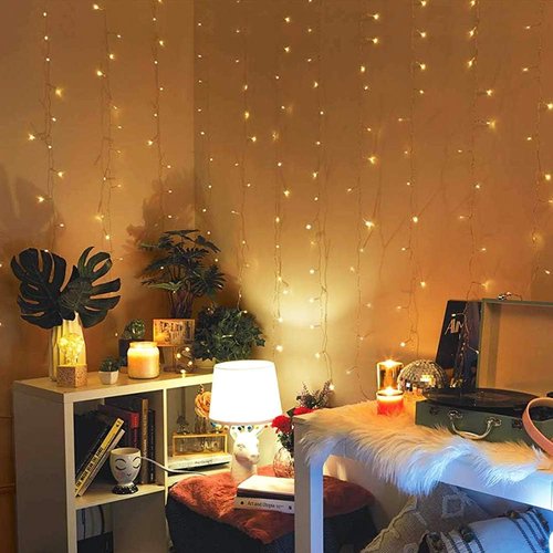 HEYFUNi Curtain Lights - 13ft x 6.5ft Safety Window Icicle String Lights | 30V, 8 Modes for Christmas & Weddings