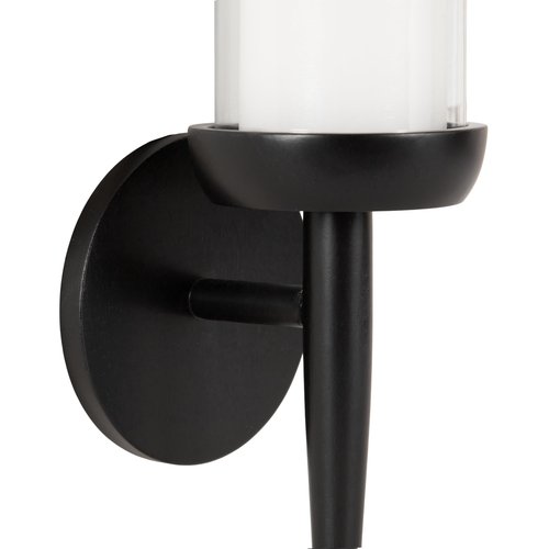 Kate and Laurel Shae Transitional Wooden Wall Sconce; 5 x 5 x 13; Black; Modern Candle Holder with Removable Glass Cylinder for Flameless Pillar Candles in Bedroom or Entryway