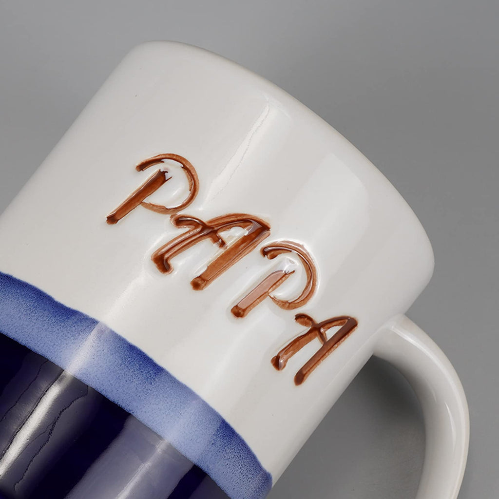 Ceramic Papa Coffee Mug 14 oz Tea Cup Gifts for Dad Husband Man Blue