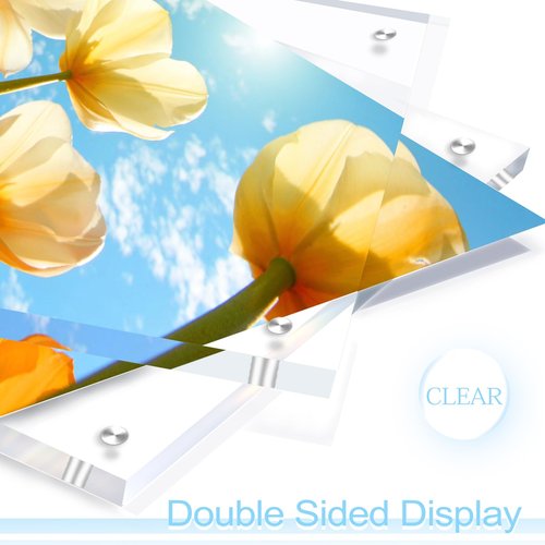 SHZYGQ 2 Pack (8×10) - Acrylic Picture Frames Clear Picture Frames with Stand Magnetic Frame Acrylic Lucite Frameless photo frame Desktop Display