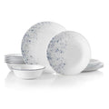 Corelle Vitrelle 18-Piece Service for 6 Dinnerware Set Triple Layer Glass and Chip Resistant, Lightweight Round Plates and Bowls Set, Indigo Speckle
