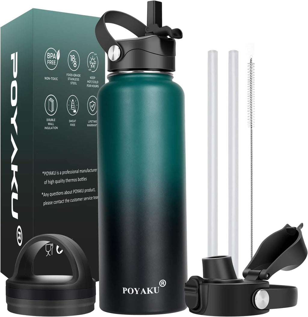 Skiennix Insulated Water Bottle - Leak Proof, Vacuum-Sealed Design | 32oz, 40oz, 64oz, 128oz Options
