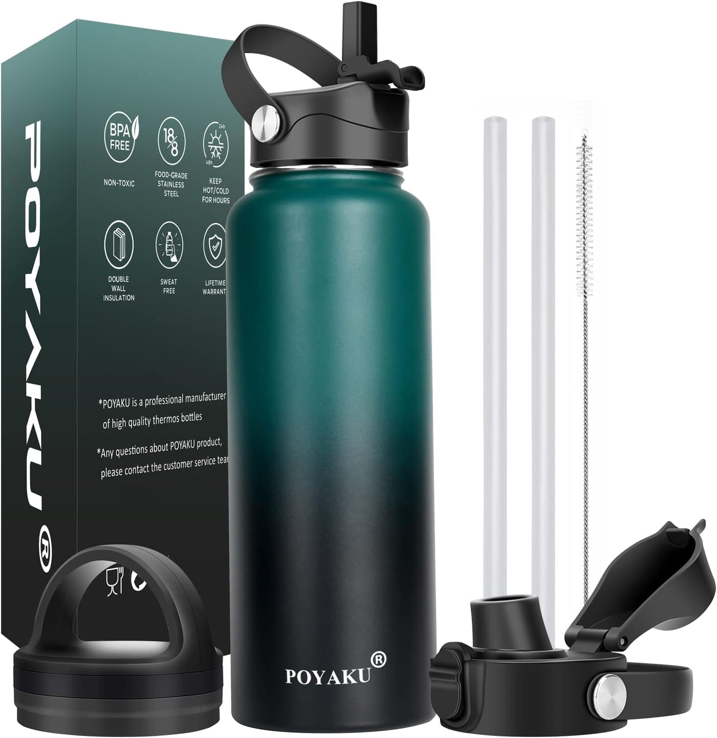 Skiennix Insulated Water Bottle - Leak Proof, Vacuum-Sealed Design | 32oz, 40oz, 64oz, 128oz Options