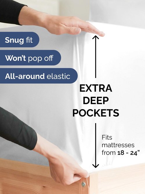 Extra Deep King Sheet Set by Comfy Hotel - 4-Piece Breathable Cooling Bedding - Fits 18-24 Inch Mattresses - Ultra Soft, Wrinkle & Fade Resistant - White