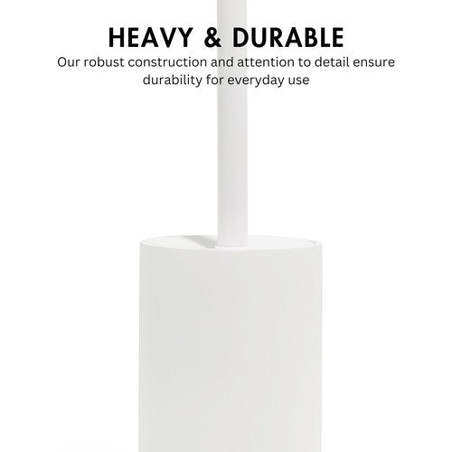Yew Design Matte White Toilet Bowl Brush for Bathroom with Holder - Bathroom Cleaner Scrubber with Sleek Design, Sturdy, and Durable Bristles