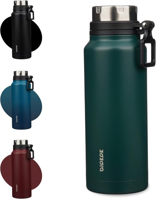 BJPKPK 40oz Insulated Water Bottle - BPA Free Stainless Steel Travel Flask | Dark Green