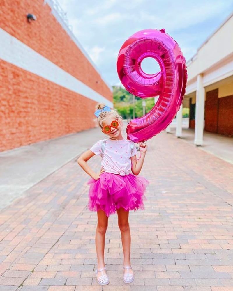 Skiennix 40-Inch Hot Pink Number Balloons - Perfect for 5th Birthday & Wedding Decor | Set of 5