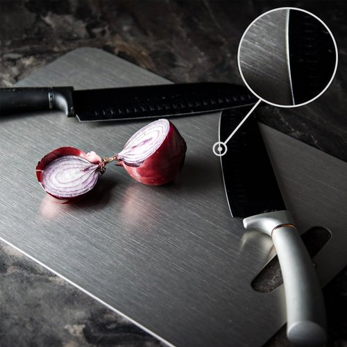 Titanium Cutting Board - 2025 New Upgrade 100% Pure Titanium Cutting Boards For Kitchen, 1 Pack Double-sided food-grade Cutting Board For Cutting Meats, Fruits And Vegetables (12"L x 9"W)