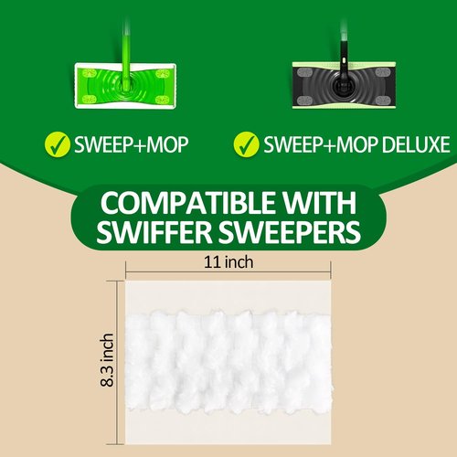 100 Dry Sweeping Cloths Compatible with Swiffer Sweeper Mop, Heavy Duty Dry Pads Refills, Cleaning Dust and Pet Hair, Disposable Pet Sweeper Mop Pads for All Purpose Multi Surface Floor Cleaning (100)