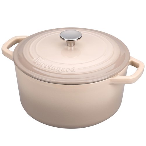 VORRINGARD Enameled Cast Iron Dutch Oven Pot with Lid, for Bread Baking, Round Bread Oven- include Sourdough Bread Baking Supplies Set, 6QT, Latte