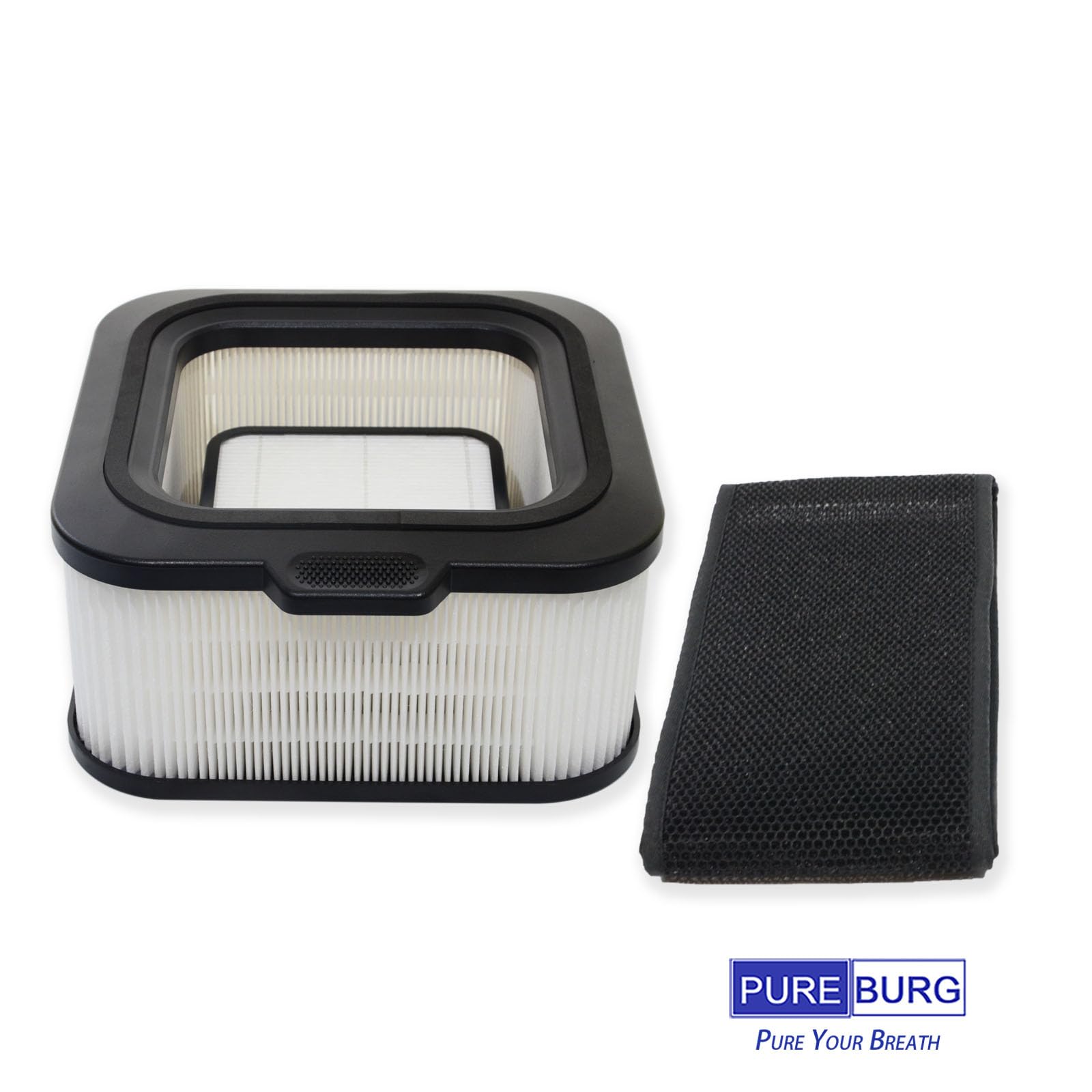 PUREBURG Replacement Filter Kit Compatible with Mila Air Purifier, H13 HEPA (with 2 filter Sock) Activated Carbon For Air Clean Dust VOCs Odor