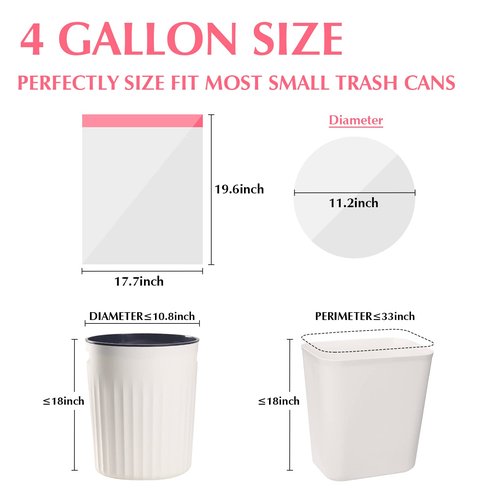 Small Trash Bags 2-4 Gallon Drawstring-Ryobyo Small Garbage Bag Extra Strong, Unscented, Stretchy, Quick Cinch for Bathroom Kitchen, White 44 Count