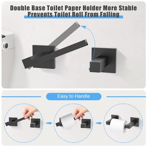 TURS 10-Piece Bathroom Hardware Accessories Set Matte Black Towel Bar Holder Set SUS304 Stainless Steel Towel Racks for Bathroom Wall Mounted, 23.6-Inch