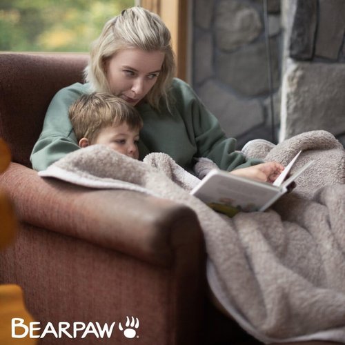 BEARPAW Sherpa Throw Blanket - Reversible & Cozy Blanket for Bed Couch Sofa, Lightweight Living Room Decor, Home Decor, Birthday Gifts for Women - 50"x70", Brown (Valley)