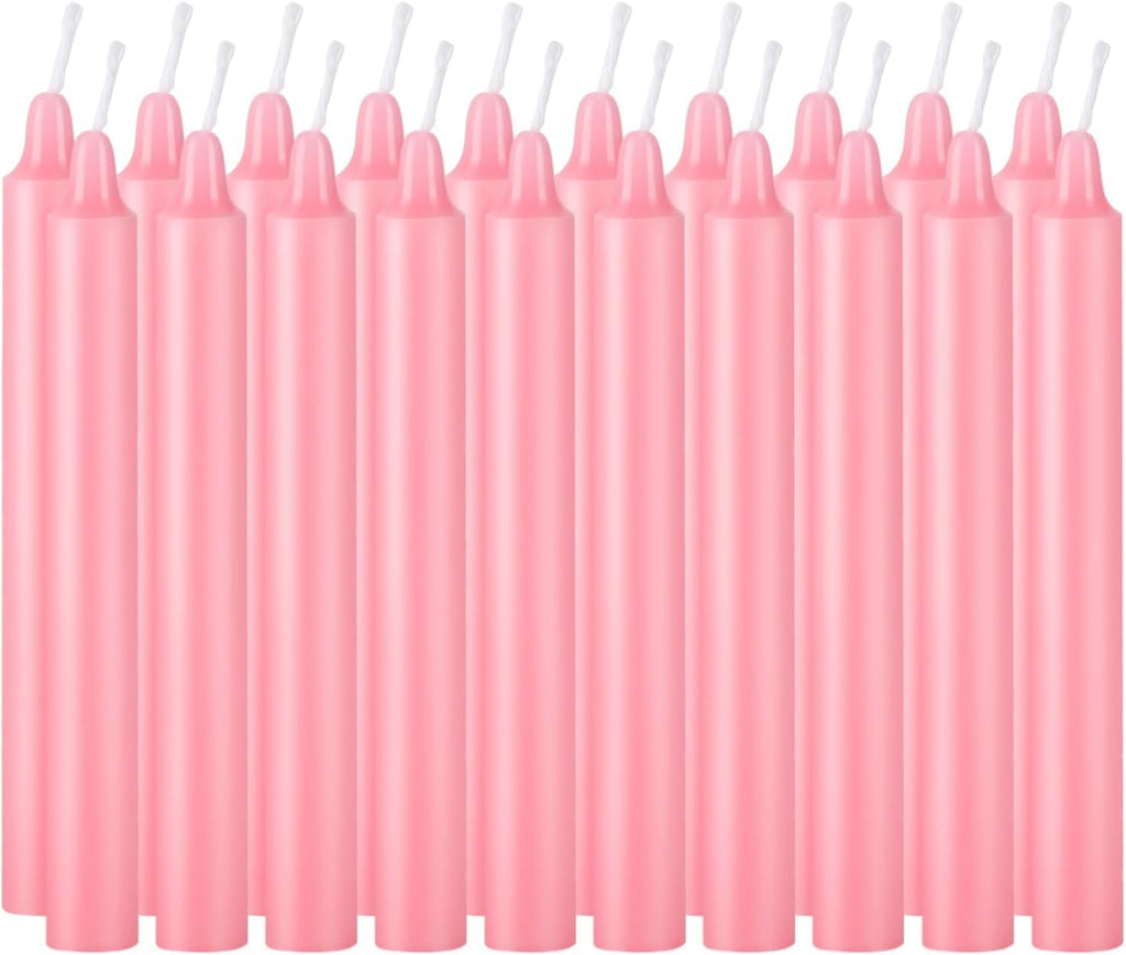 YOROXRG Mini Unscented Taper Candles - 40 Pack for Weddings, Birthdays, and Home Décor | 4 Inch Tall (Pink)