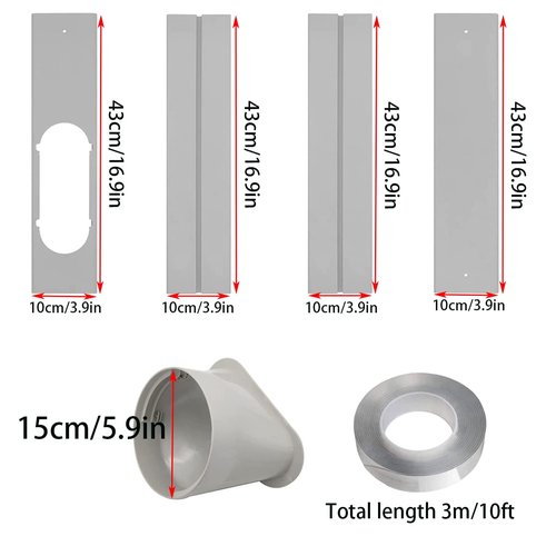 Coolaihan Portable Air Conditioner Vent Kit with 5.9" Exhaust Hose Universal Seal for AC Unit, Window Kit with Coupler for Sliding Horizontal or Vertical Windows