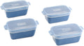 Souper Cubes Stoneware Baking Dishes - Premium Mini Ceramic Oven Dishes with Silicone Covers, Set of 4 | 5" x 3", Blueberry