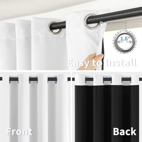 BGment Blackout Curtains - Thermal Insulated 63 Inch Drapes for Total Room Darkening | 2 Panels, Black