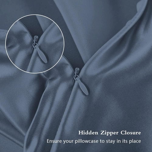 Mulberry Silk Body Pillow Case - Smooth & Cooling Zipper Cover, 20x54 Inches, Ash Blue