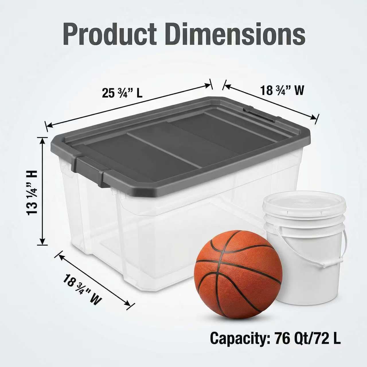 Skiennix 76 Quart Clear Plastic Storage Bins - Durable Latch Lid Containers for Office & Garage Organization
