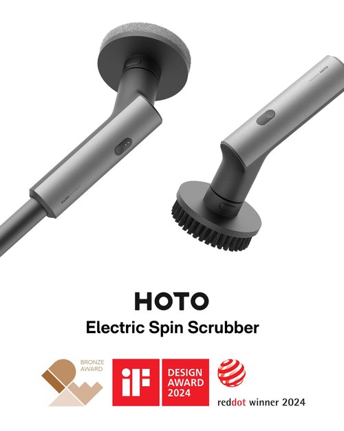 HOTO Cordless Electric Spin Scrubber, IPX7 Full Body Waterproof Bathroom Cleaning Brush, Max 22 in-lb, Shower Scrubber Brush with Long Handle, 6 Brush Heads, Power Scrubber for Bathroom, Floor, Tile
