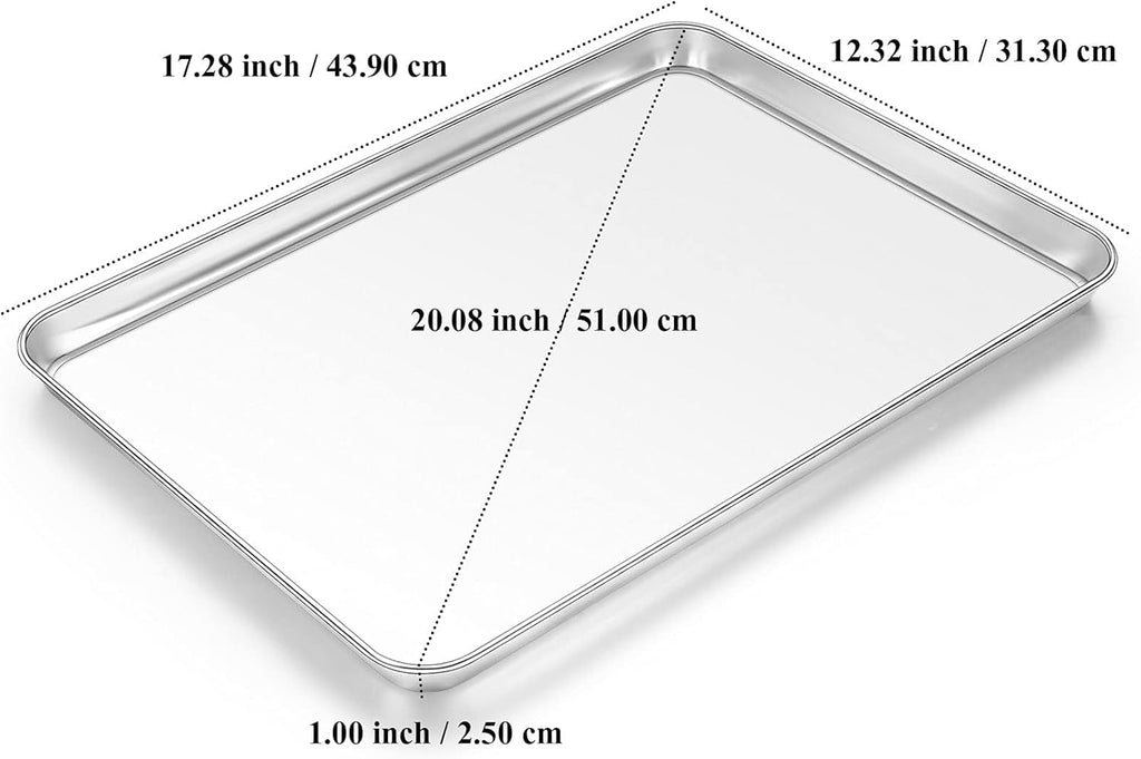 Yododo Baking Sheet Set - Stainless Steel Cookie Sheet with Cooling Racks | 4-Piece (2 Sheets + 2 Racks) - 17½ Inch