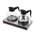 Double Coffee Warmer, Portable Coffee Pot Warmer with Double Hot Plate, Stainless Steel Standard Decanter Warmer, for Cafe Break Room (US Plug AC110V 15A)