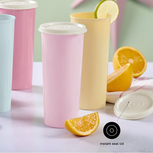 Tupperware Tumbler Set in Multicolor, 12 Count, Dishwasher Safe and BPA Free (12 Tumblers, 12 Lids, 16 fl oz each)
