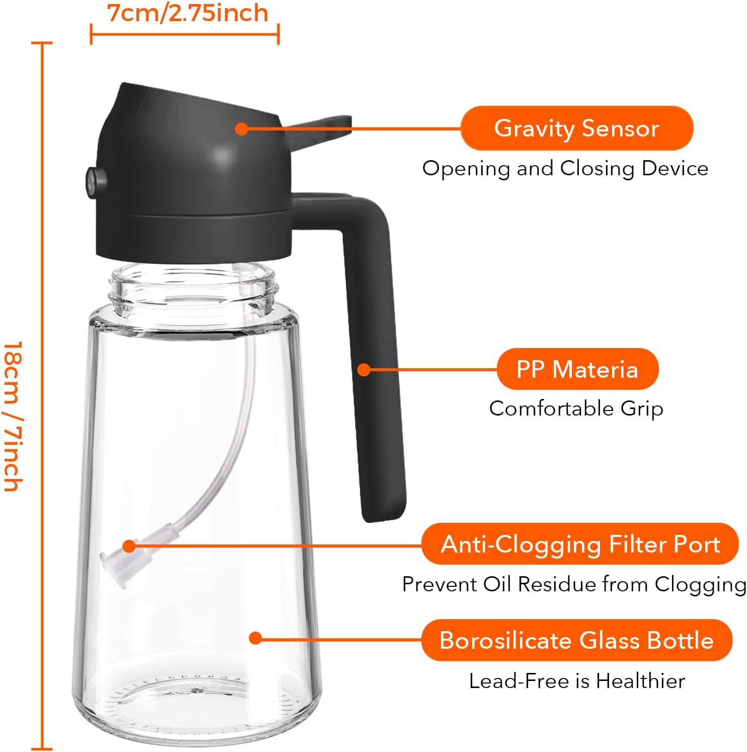 YARRAMATE Glass Olive Oil Sprayer Set - 4Pcs 16oz with Stickers, Non-Slip Mats & Cleaning Brush | Perfect Kitchen Gift