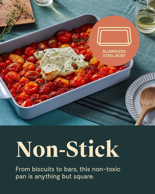 Caraway Non-Stick Ceramic 9”x13” Rectangle Pan | Naturally Slick, Non-Toxic & PTFE Free - Ideal for Brownies & Lasagnas - Cream