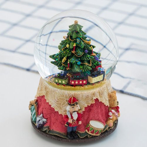 LOVE FOR YOU Nutcracker Music Box - Gift Wrapped Christmas Tree Snow Globe | Colorful Xmas Train for Girls & Women