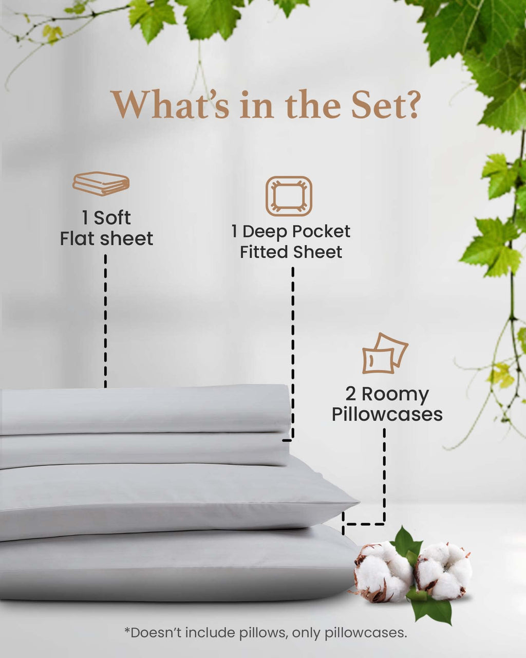 Olympic Queen Sheets Set, 100% Egyptian Cotton, Luxury 600 Thread Count, 4 Pc Super Queen Sheets Sets, Soft & Breathable, Snug Fit,16" Deep Pocket Fitted Sheet, 2 Pillowcases & 1 Flat Sheet,Light Gray