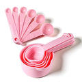 11Pcs Measuring Cups Pink Plastic Measuring Cup and Spoons, 5 Cups & 6 Spoons Set Kitchen Cup and Spoon Essentials Gadgets for Cooking & Baking Color Pink