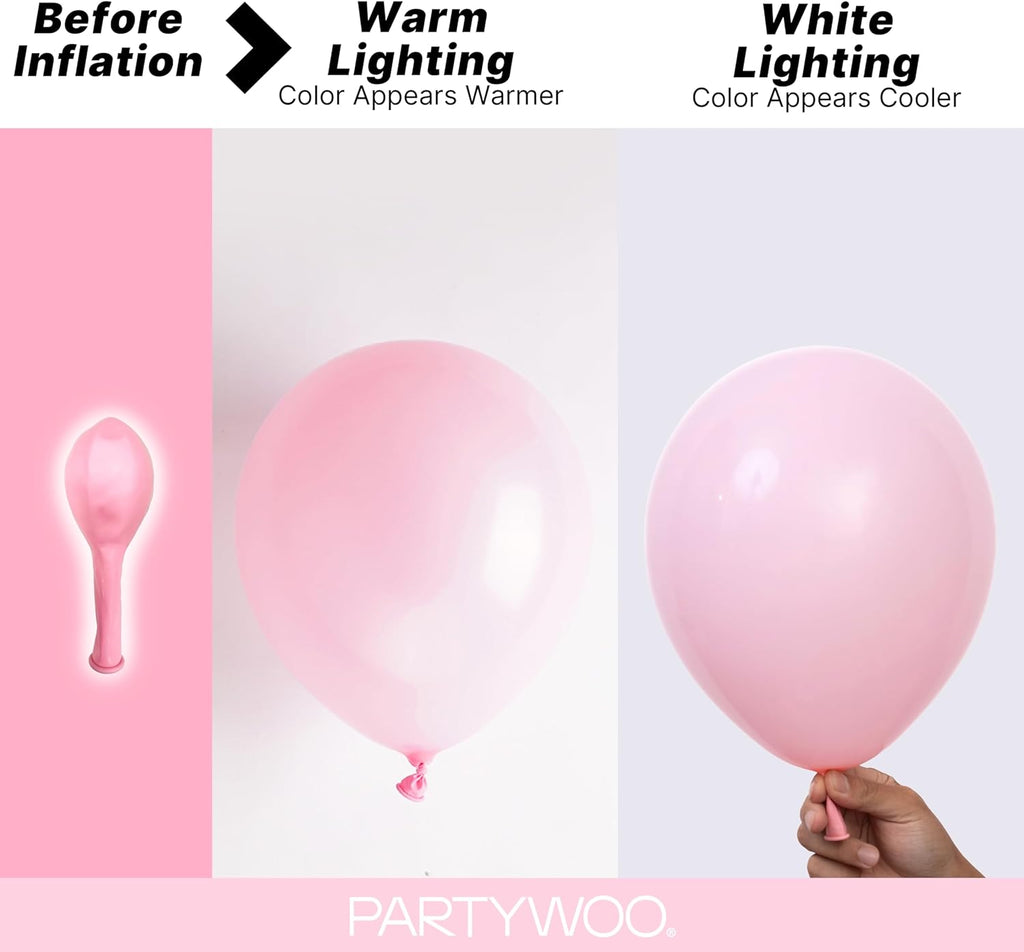 PartyWoo Light Pink Balloon Arch Kit - 152pcs in Various Sizes for Baby Showers & Birthday Parties