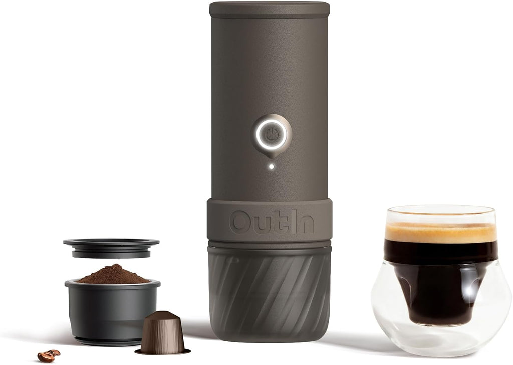 OutIn Mino Portable Espresso Machine - Mini Camping Coffee Maker for Travel | Pocket-Sized Self-Heating Design