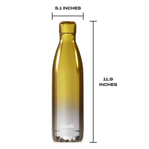 S'well Stainless Steel Water Bottle, 25oz, Yellow Gold Ombre, Triple Layered Vacuum Insulated Containers Keeps Drinks Cold for 48 Hours and Hot for 24, BPA Free, Perfect for On the Go
