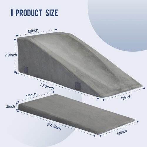 Leg Elevation Pillow for After Surgery, Adjustable Wedge Pillow for Legs Knee Swelling & Blood Circulation Relief, Memory Foam Knee Replacement Surgery Recovery Pillow (Gray, 27.5inx13inx10in)