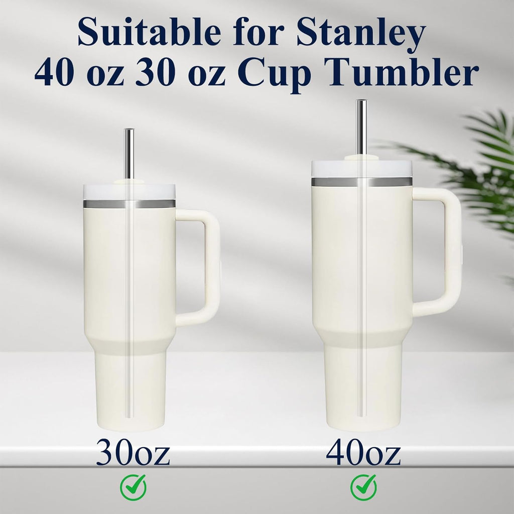 Skiennix Stainless Steel Straws - 6 Pack Reusable Straws with Cleaning Brushes for Stanley Tumblers