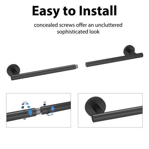 18 Inch Towel Bar for Small Bathroom, Matte Black, Thicken SUS304 Stainless Steel Towel Racks, Wall Mounted