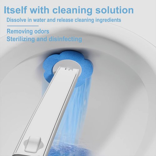 Ucaimao 2 Pack Disposable Toilet Brush and Holder Set,Extended Handle with 48 Cleaner Refills Toilet Brush for Toilet Bowl Cleaners,Bathroom Cleaning, Bathtub - Blue (Ocean Fresh Scent)