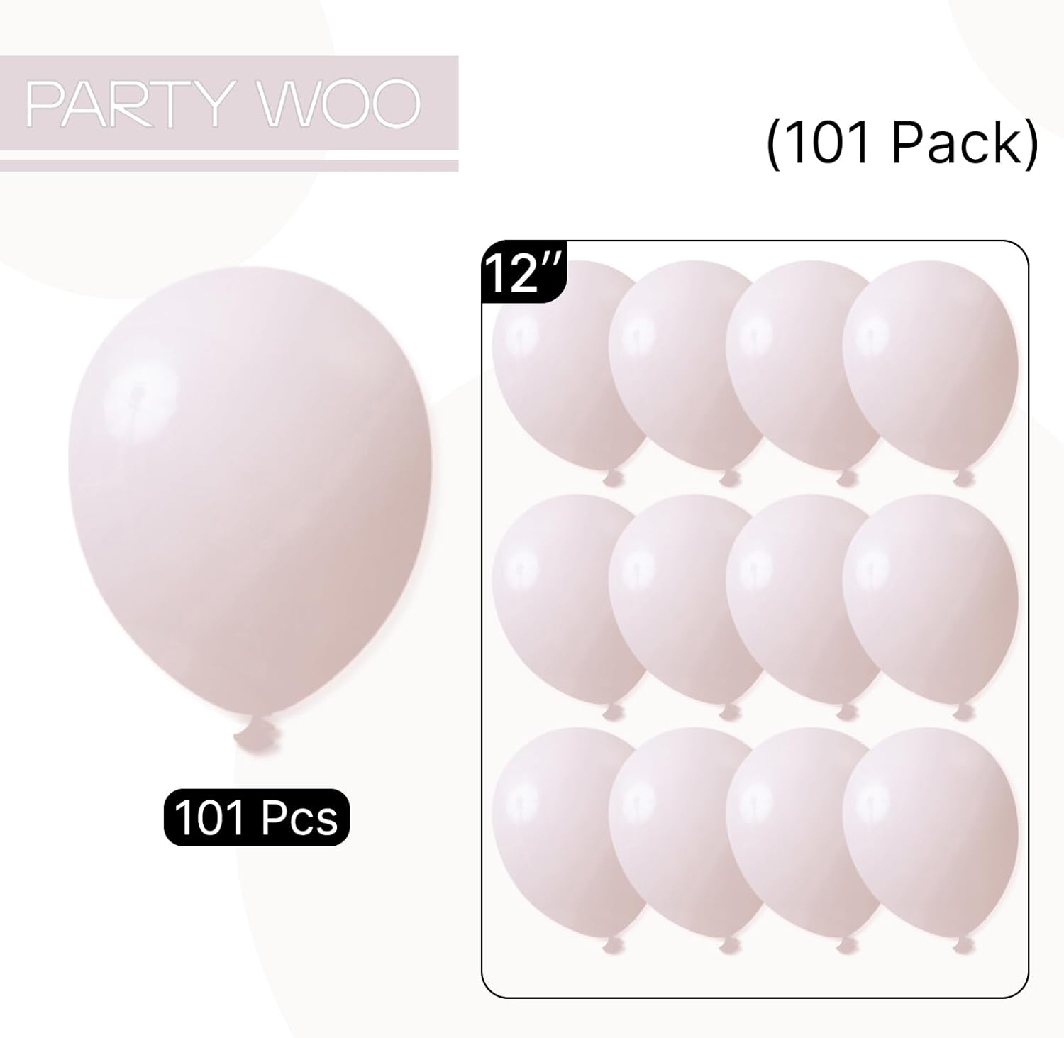PartyWoo Beige Balloons - 101pcs 12 Inch Boho Cream & Ivory Latex for Weddings & Celebrations
