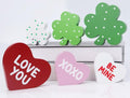 BIBIFLY Valentines St Patricks Day Decorations 6PCS Wooden Heart & Shamrock Block Tiered Tray Decor, Freestanding Wood Table Centerpieces Sign Decoration for Home Shelf, Office Desk, Mantle, Tabletop