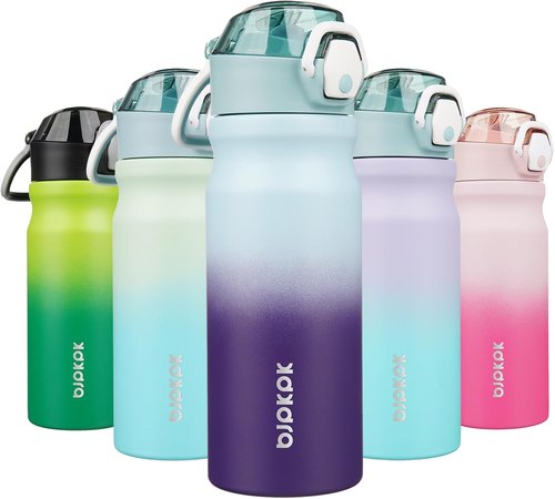 BJPKPK 18oz Insulated Water Bottle - BPA-Free Stainless Steel Flask with Straw | Ocean Dream Design