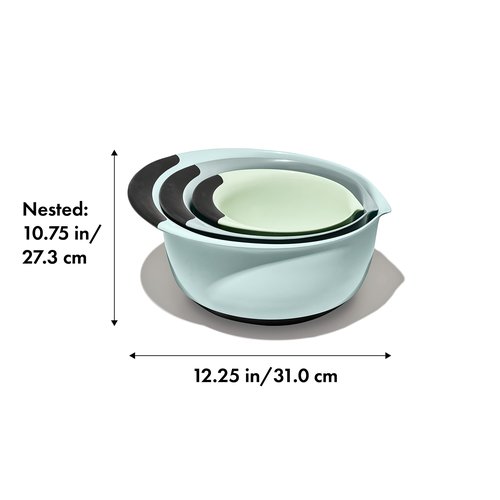 OXO Good Grips 3-Piece Plastic Mixing Bowl Set + OXO Good Grips 3-Piece Angled Measuring Cup Set